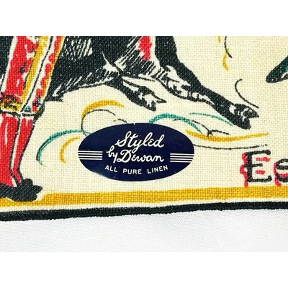Vtg Styled by Dewan Linen Cocktail Napkins Set of 4 Spain Bullfighting Matador